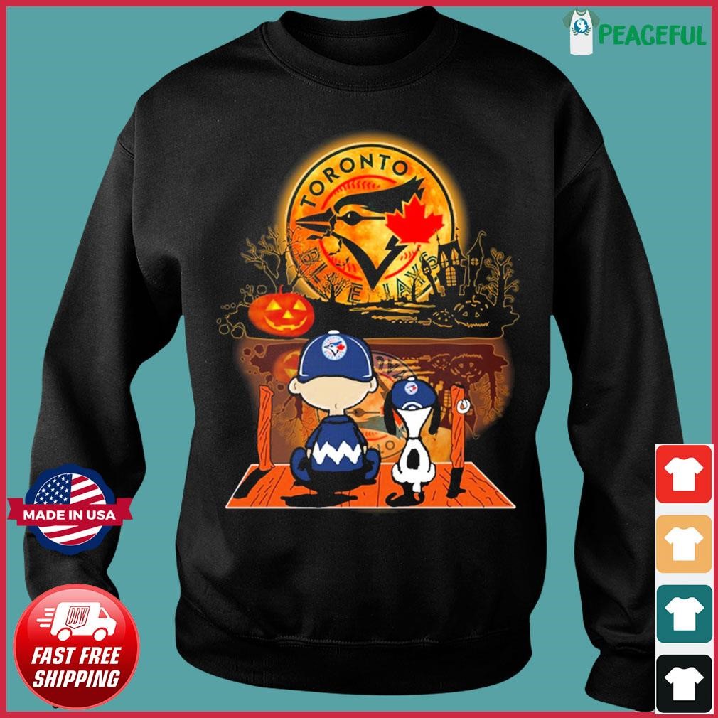 Toronto Blue Jays Peanuts Snoopy and Charlie Browns Watching Halloween Shirt,  hoodie, sweater, long sleeve and tank top