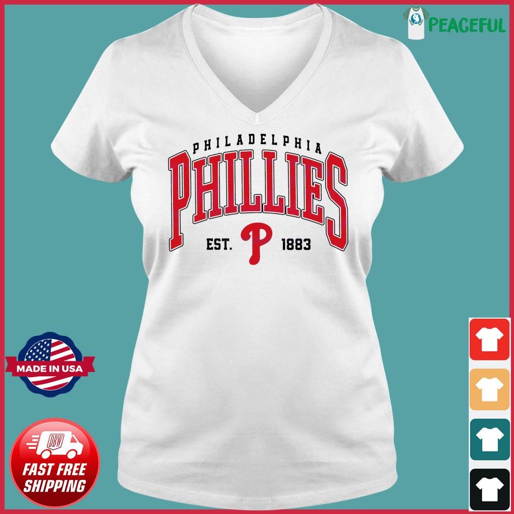 PRETTLY Vintage Philadelphia Phillies Est 1883 T Shirt Women Letter Print Retro Baseball Style Tshirt Cotton