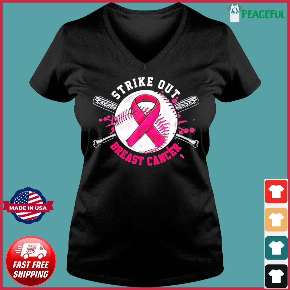 Strike Out Breast Cancer Awareness Pink Ribbon Baseball T Shirts