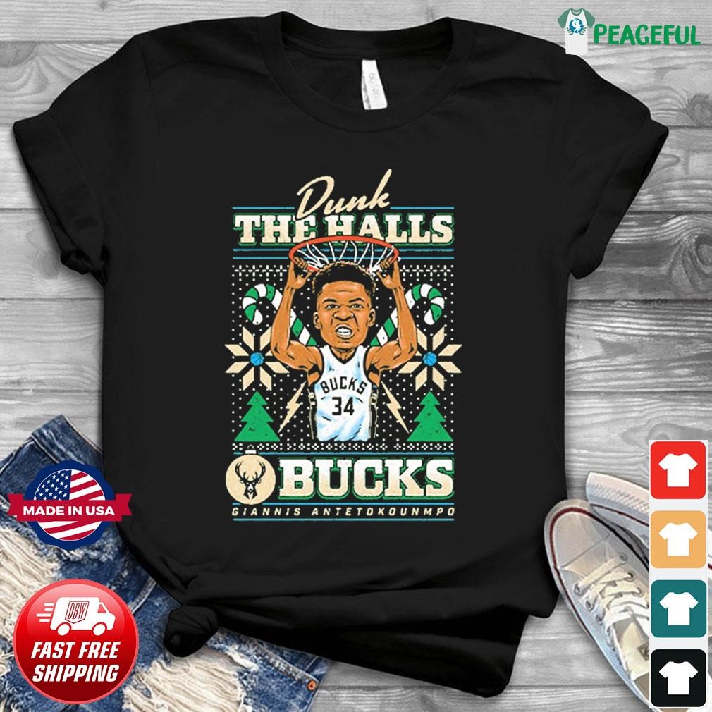 Giannis Antetokounmpo Milwaukee Bucks Dunk The Halls Shirt, hoodie