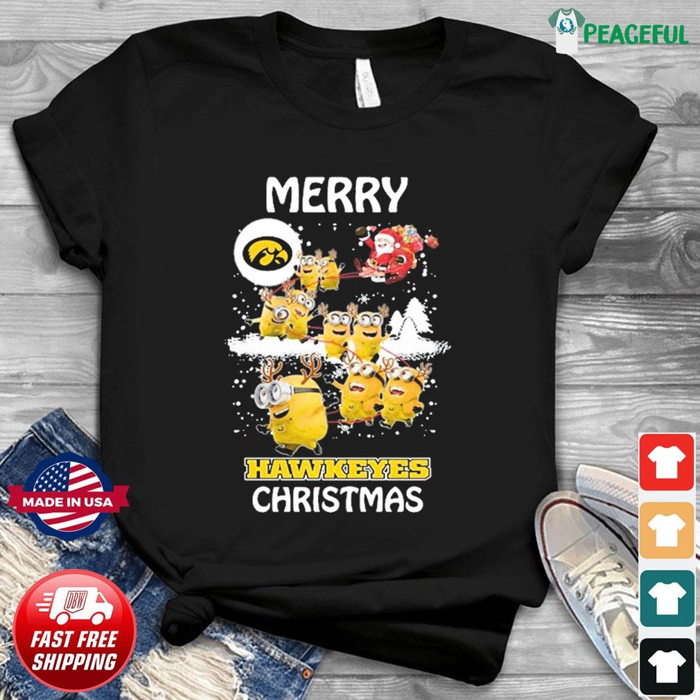 Iowa Santa Claus Minion Merry Hawkeyes Christmas Shirt