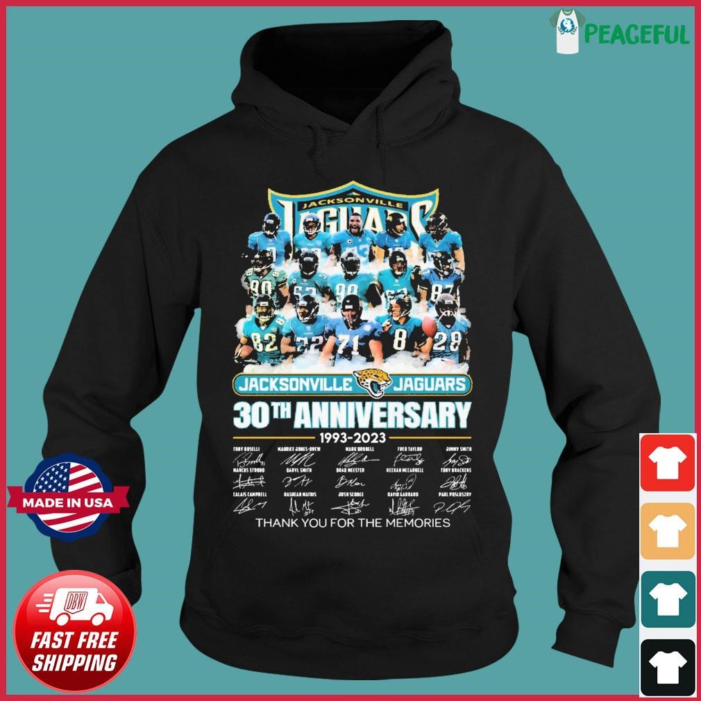 Jacksonville Jaguars 30th Anniversary 1993-2023 Thank You For The Memories Signatures Shirt Hoodie.jpg