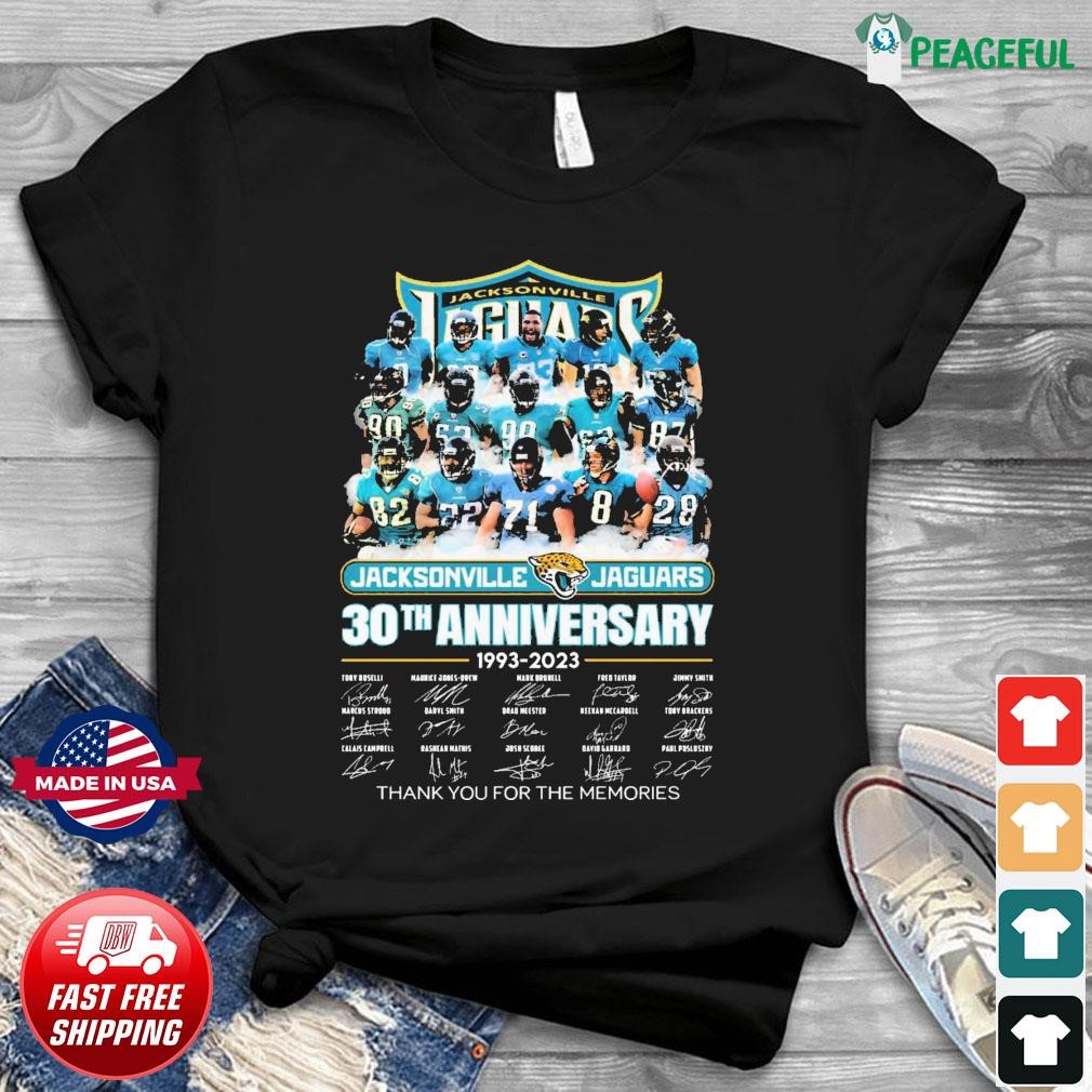 Jacksonville Jaguars 30th Anniversary 1993-2023 Thank You For The Memories Signatures Shirt