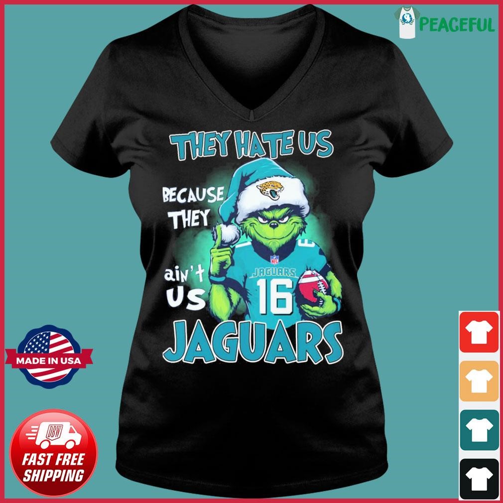 NFL Grinch Christmas They Hate Us Because Ain't Us Jacksonville Jaguars Shirt Ladies V-neck Tee.jpg