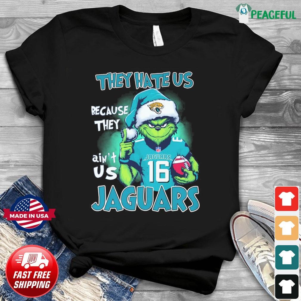 NFL Grinch Christmas They Hate Us Because Ain't Us Jacksonville Jaguars Shirt