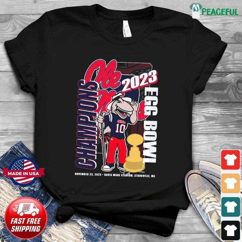 Ole Miss Rebels 2023 Egg Bowl Champions Tony The Landshark Mascot Shirt ...