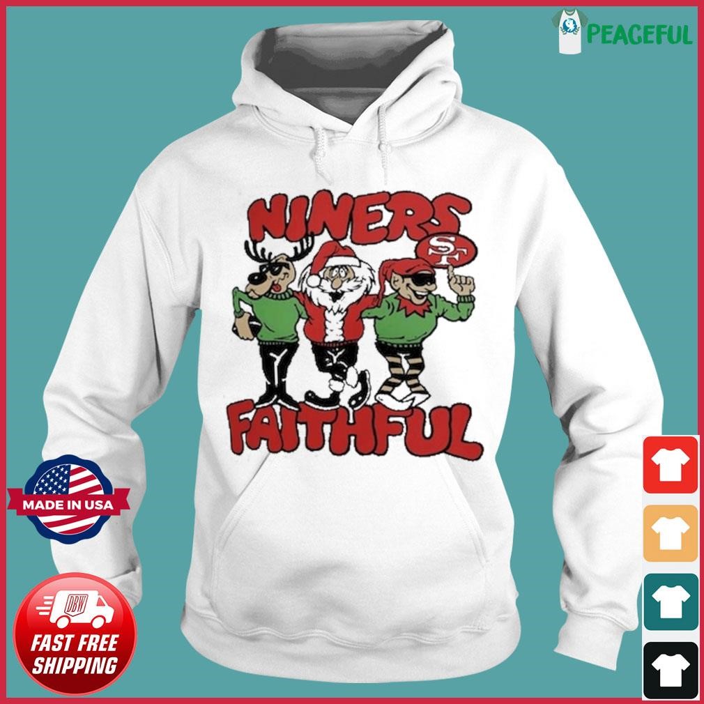 San Francisco 49ers Niners Faithful Santa Reindeer Elf Christmas Shirt ...