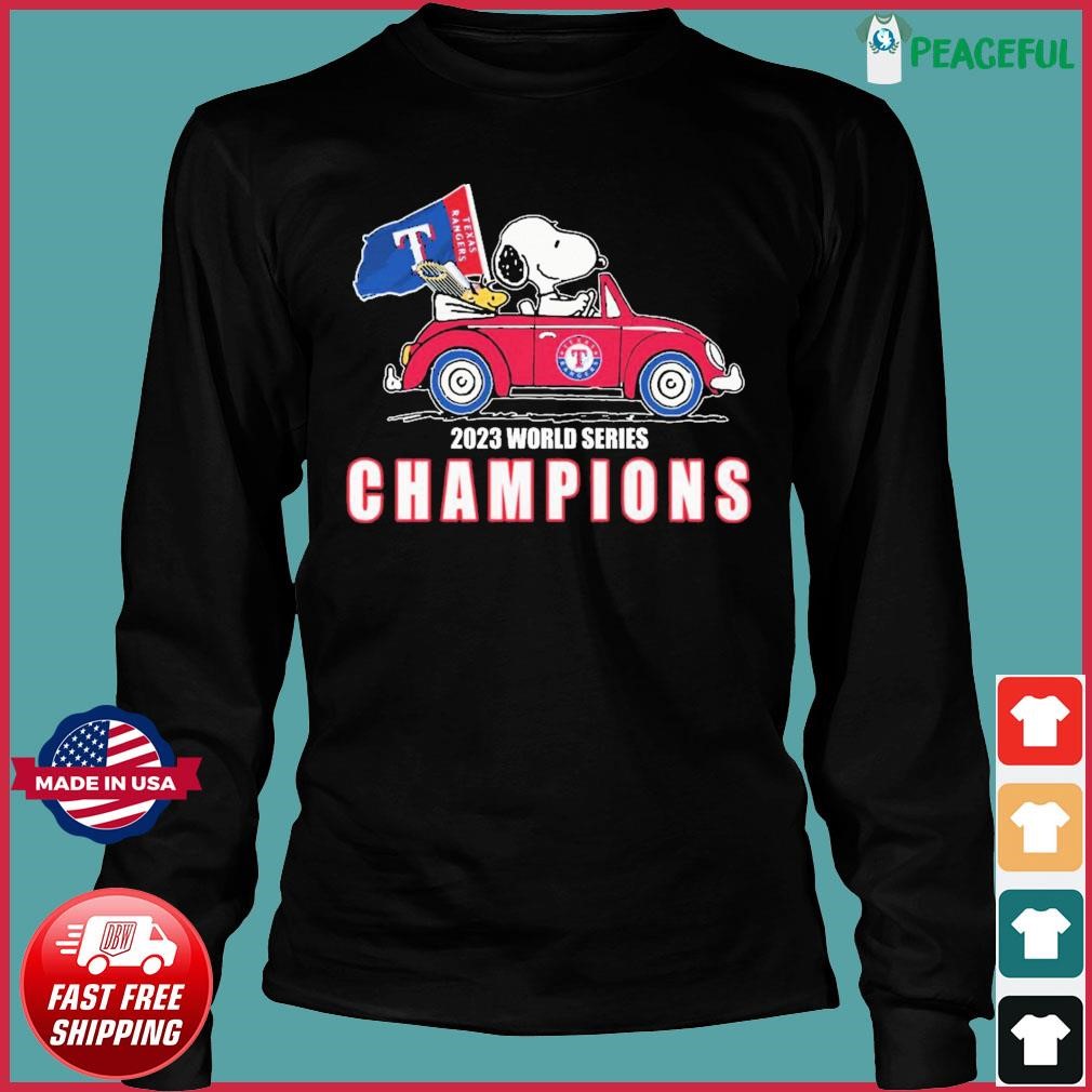Snoopy And Woodstock Driving Car Texas Rangers 2023 World Series ...