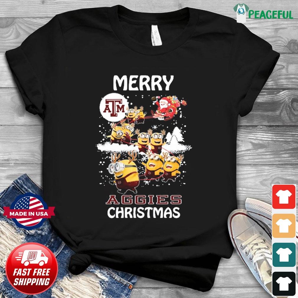 Texas Santa Claus Minion Merry Aggies Christmas Shirt Hoodie Sweater