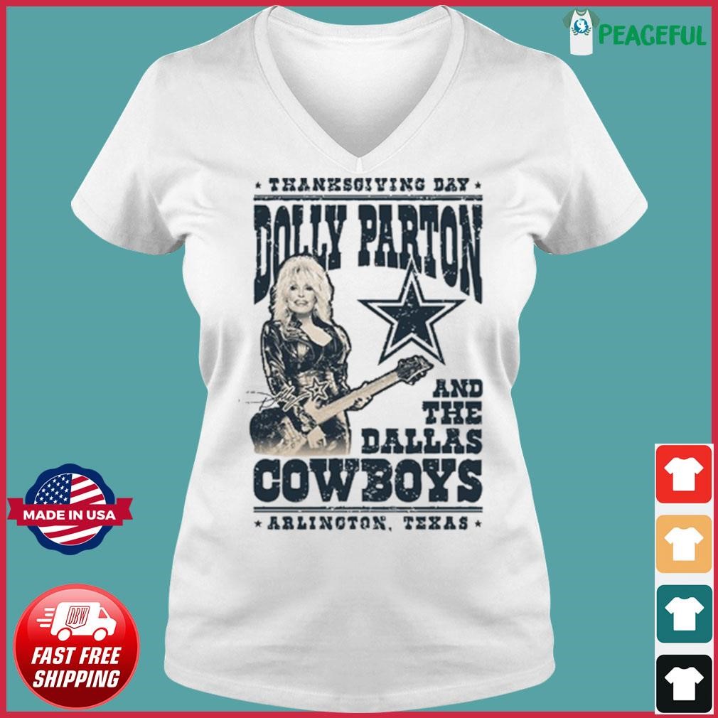 Thanksoiving Day Dolly Parton Dallas Cowboys Shirt Ladies V-neck Tee.jpg