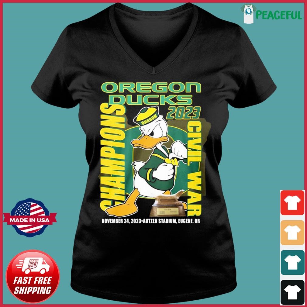 The Oregon Duck Mascot 2023 Civil War Champions Shirt Ladies V-neck Tee.jpg