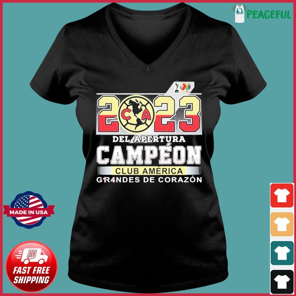 2023 Del Apertura Campeon Club America Grandes De Corazon Shirt Ladies V-neck Tee.jpg