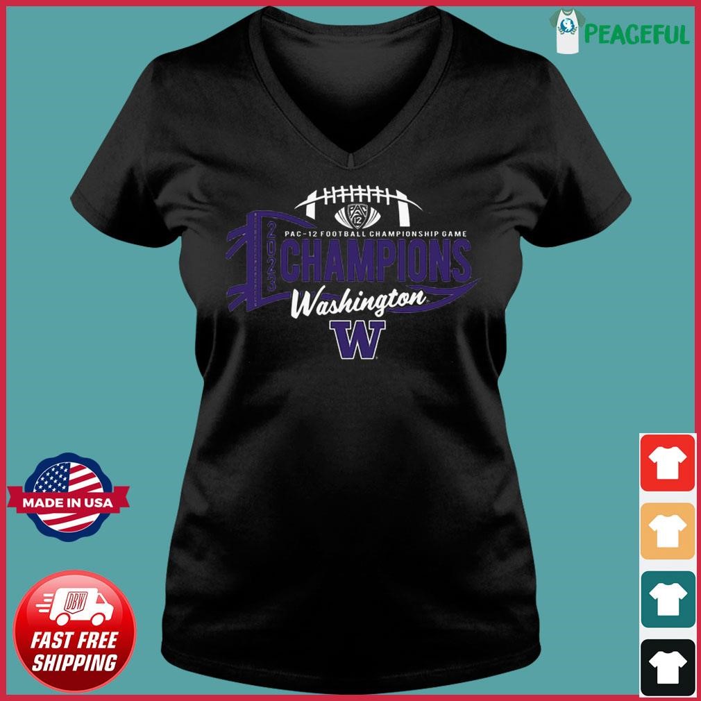2023 Pac-12 Football Conference Champions Washington Huskies Shirt Ladies V-neck Tee.jpg