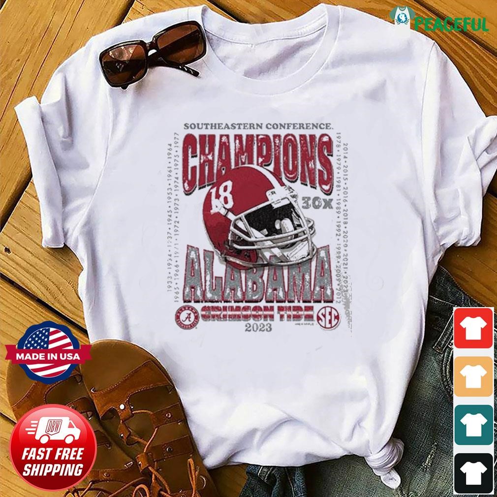 Alabama 2023 Sec Champions 30x Retro Helmet Shirt Hoodie Sweater