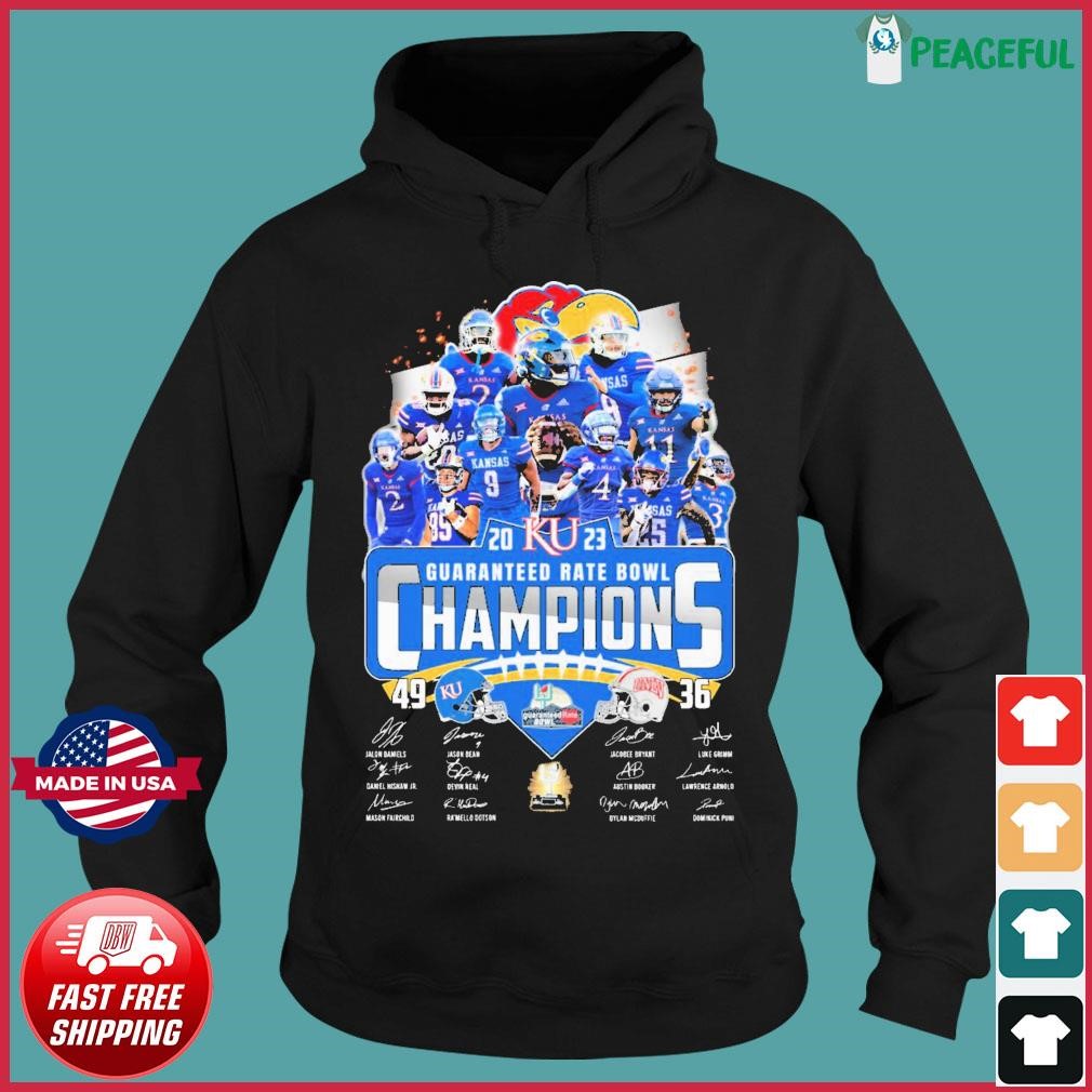 Kansas Jayhawks Team 2023 Guaranteed Rate Bowl Champions Signatures Shirt Hoodie.jpg