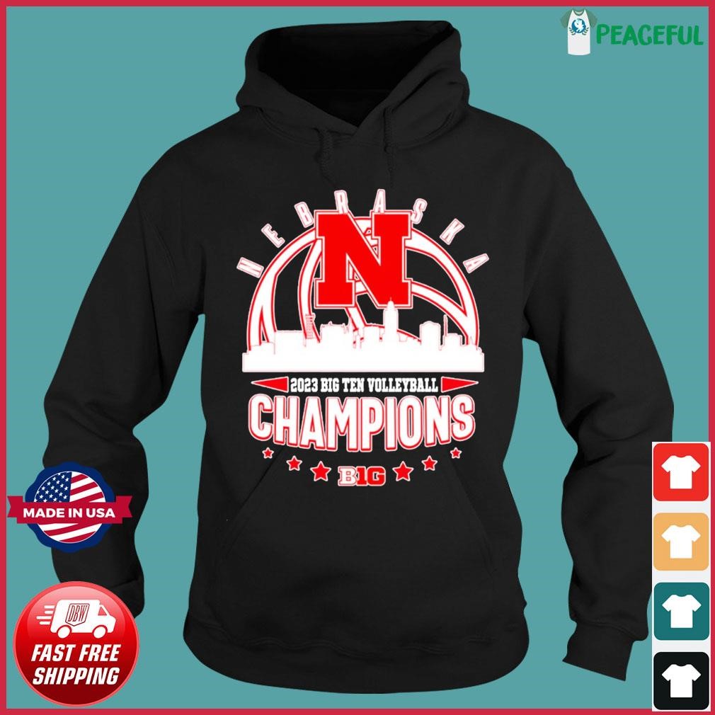 Nebraska Ball Skyline 2023 Big Ten Volleyball Champions Shirt Hoodie.jpg