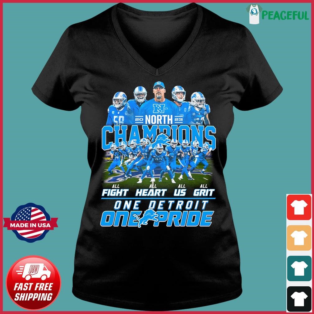 One Detroit One Pride Detroit Lions 2023 NFC North Division Champions Shirt Ladies V-neck Tee.jpg