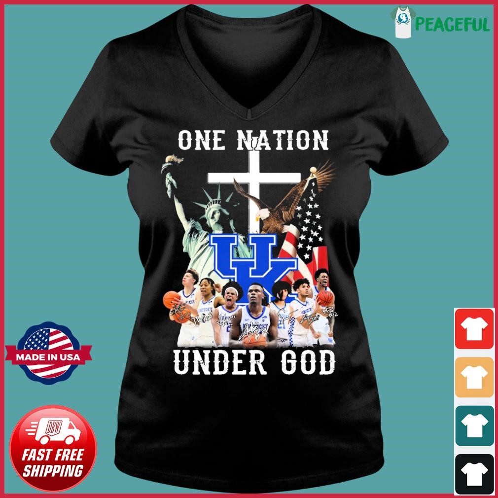 One Nation Under God Kentucky Wildcats Basketball 2023-2024 Signatures Shirt Ladies V-neck Tee.jpg