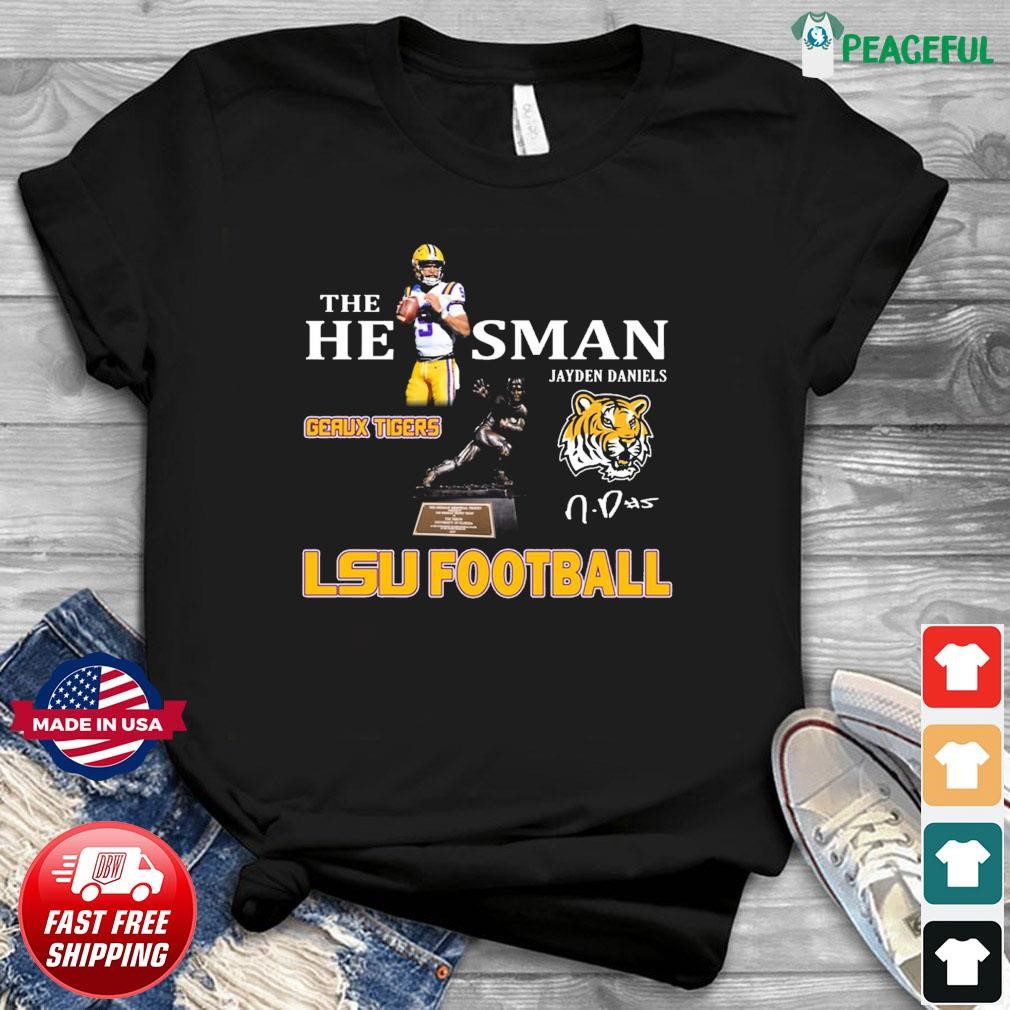 The Heisman Jayden Daniels LSU Tigers Football Signatures Shirt