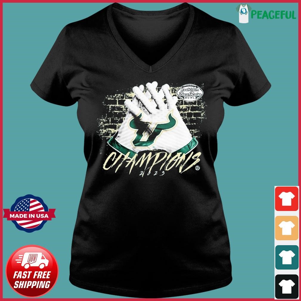 University of South Florida Football 2023 Boca Raton Bowl Champions shirt Ladies V-neck Tee.jpg