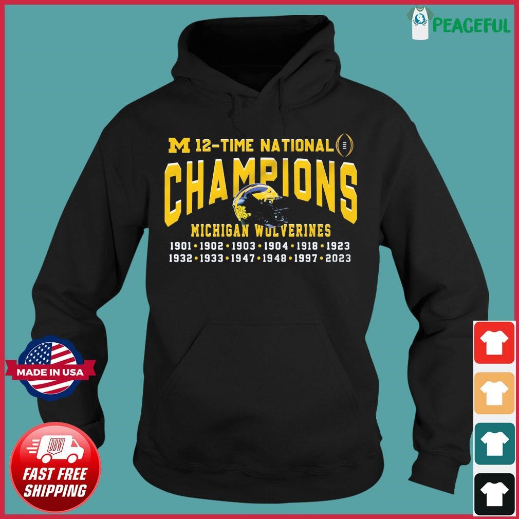 12-Time National Champions Michigan Wolverines Helmet, hoodie, sweater ...