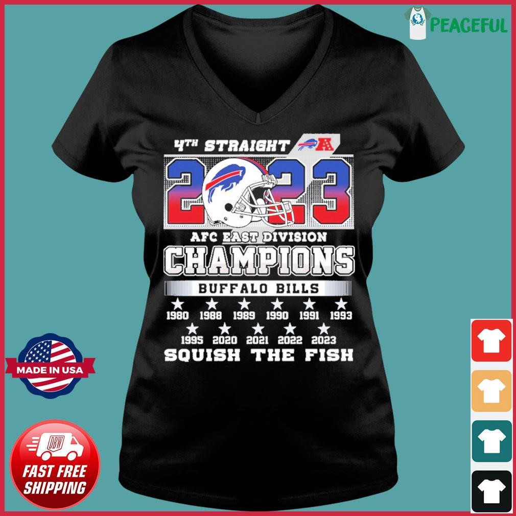 4th Straight Buffalo Bills 2023 AFC East Division Champions Squish The Fish Shirt Ladies V-neck Tee.jpg