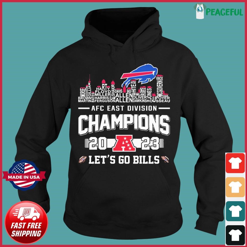 Buffalo Bills Skyline Players Name 2023 AFC East Division Champions Let's Go Bills Shirt Hoodie.jpg