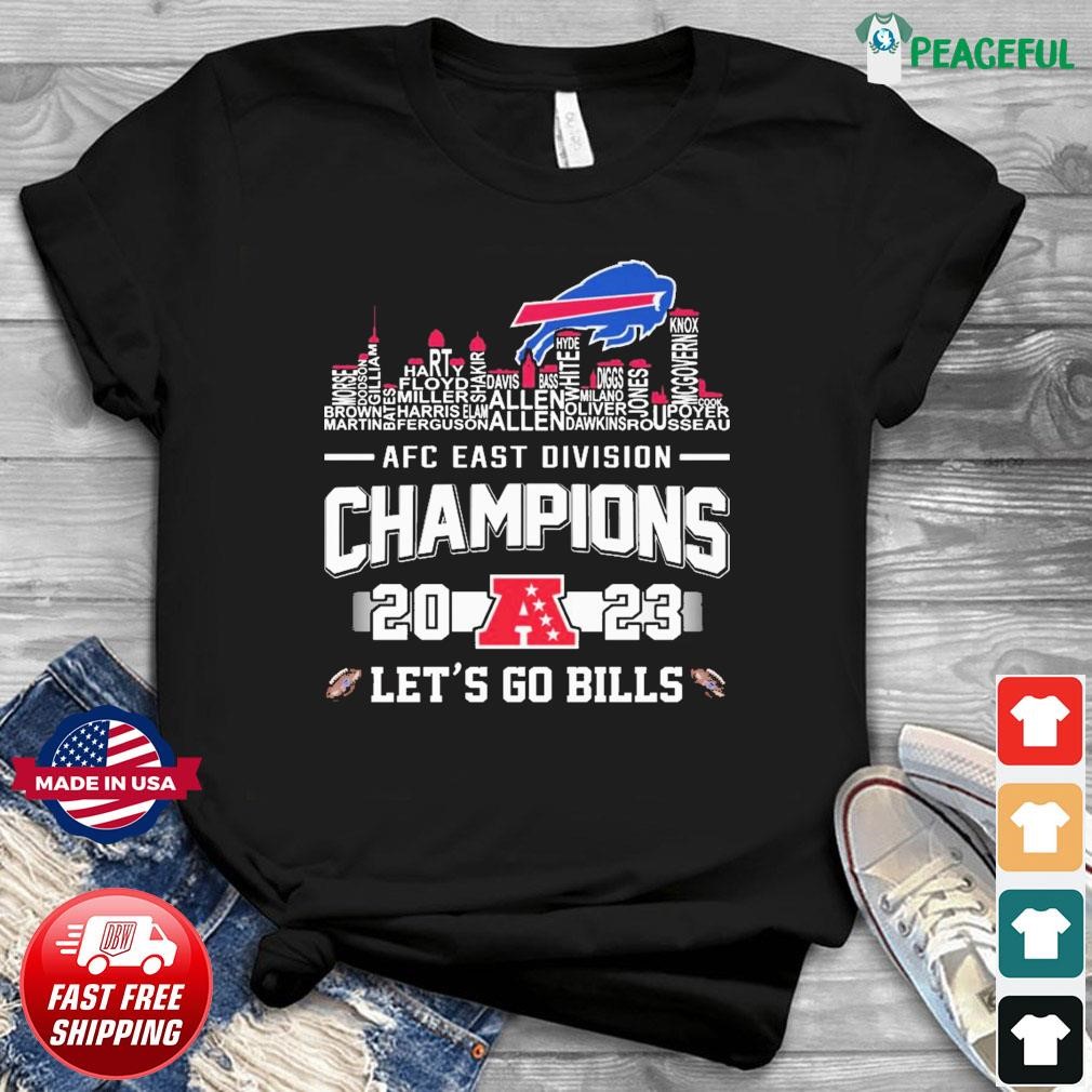 Buffalo Bills Skyline Players Name 2023 AFC East Division Champions Let's Go Bills Shirt