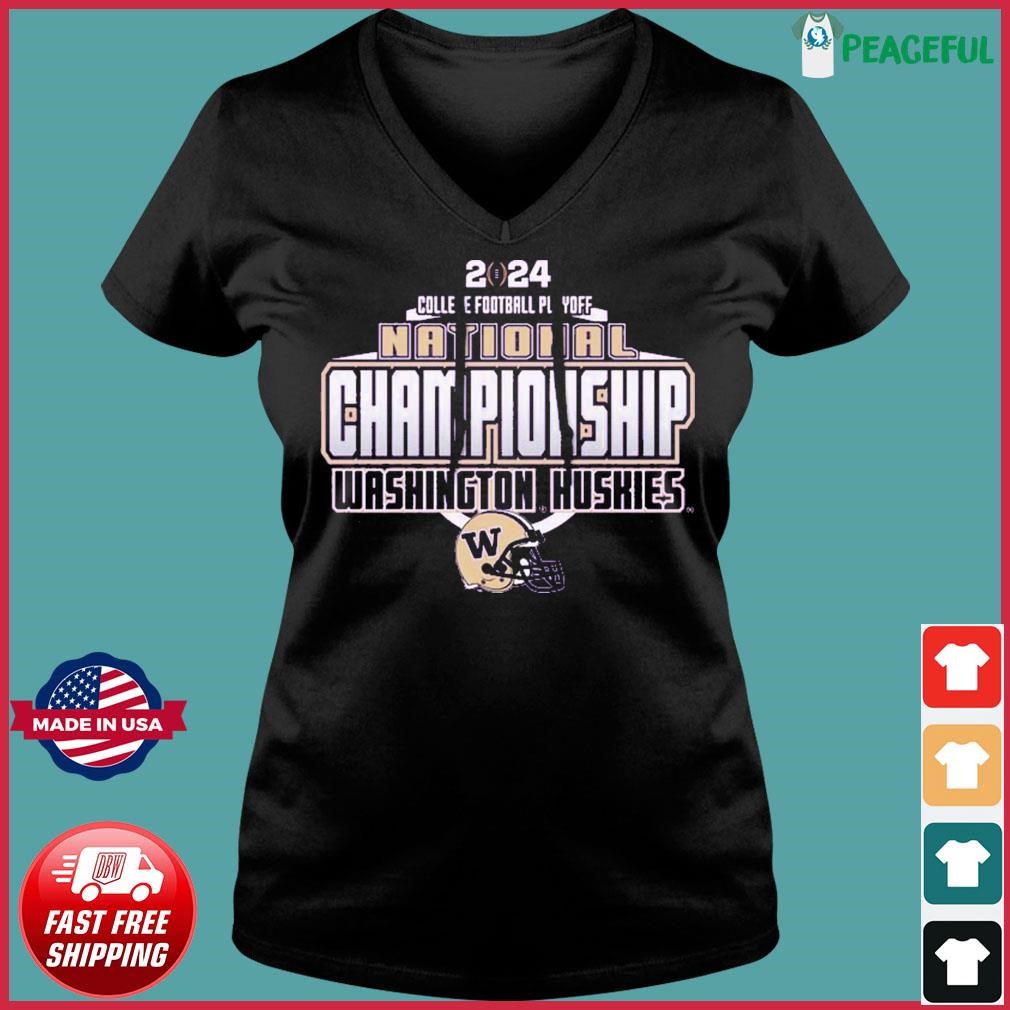 College Football Playoff 2024 National Championship Game Houston Texas January 8th Washington Huskies Team Helmet Shirt Ladies V-neck Tee.jpg