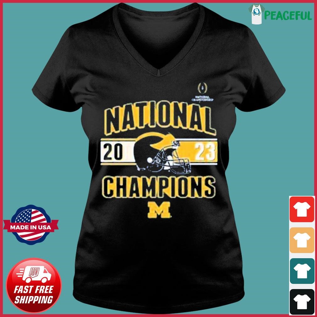 Michigan Wolverines College Football Playoff 2023 National Champions Shirt Ladies V-neck Tee.jpg