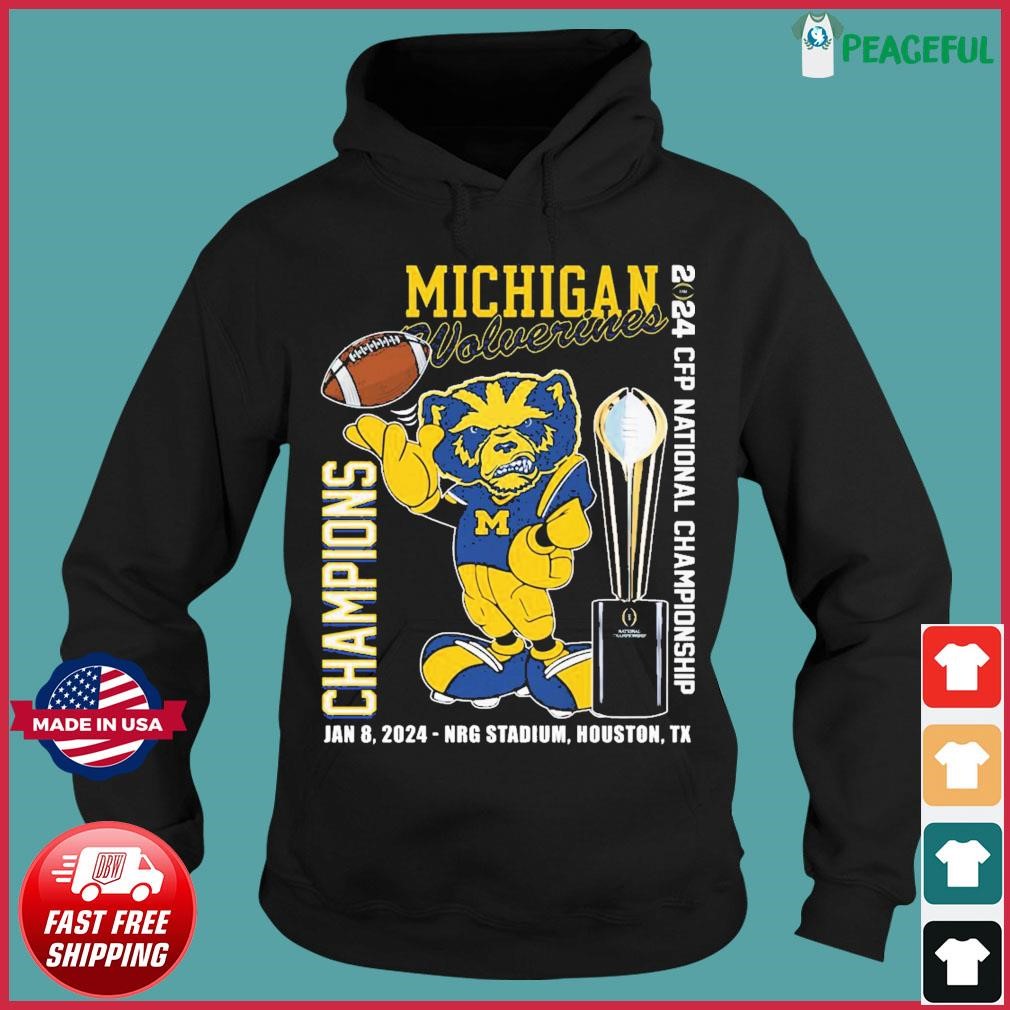 Michigan Mascot 2024 CFP National Champions NRG Stadium, Houston Shirt ...