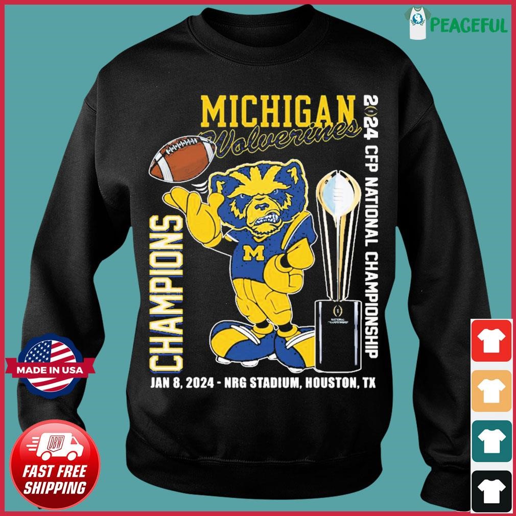 Michigan Mascot 2024 CFP National Champions NRG Stadium, Houston Shirt ...