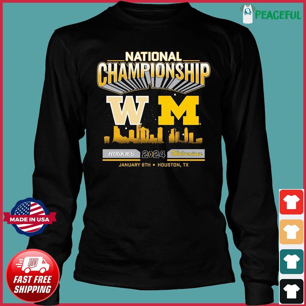 Michigan Vs Washington 2024 CFP National Championship Game Head To Head   Michigan Vs Washington 2024 CFP National Championship Game Head To Head Skyline Shirt Long Sleeve 