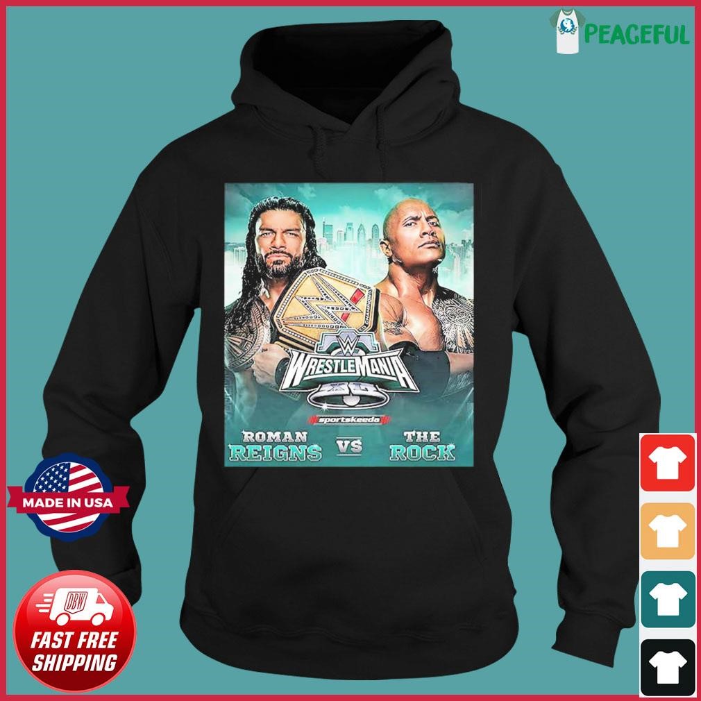 Official WWE WrestleMania XL Roman Reigns Vs The Rock Poster Shirt ...