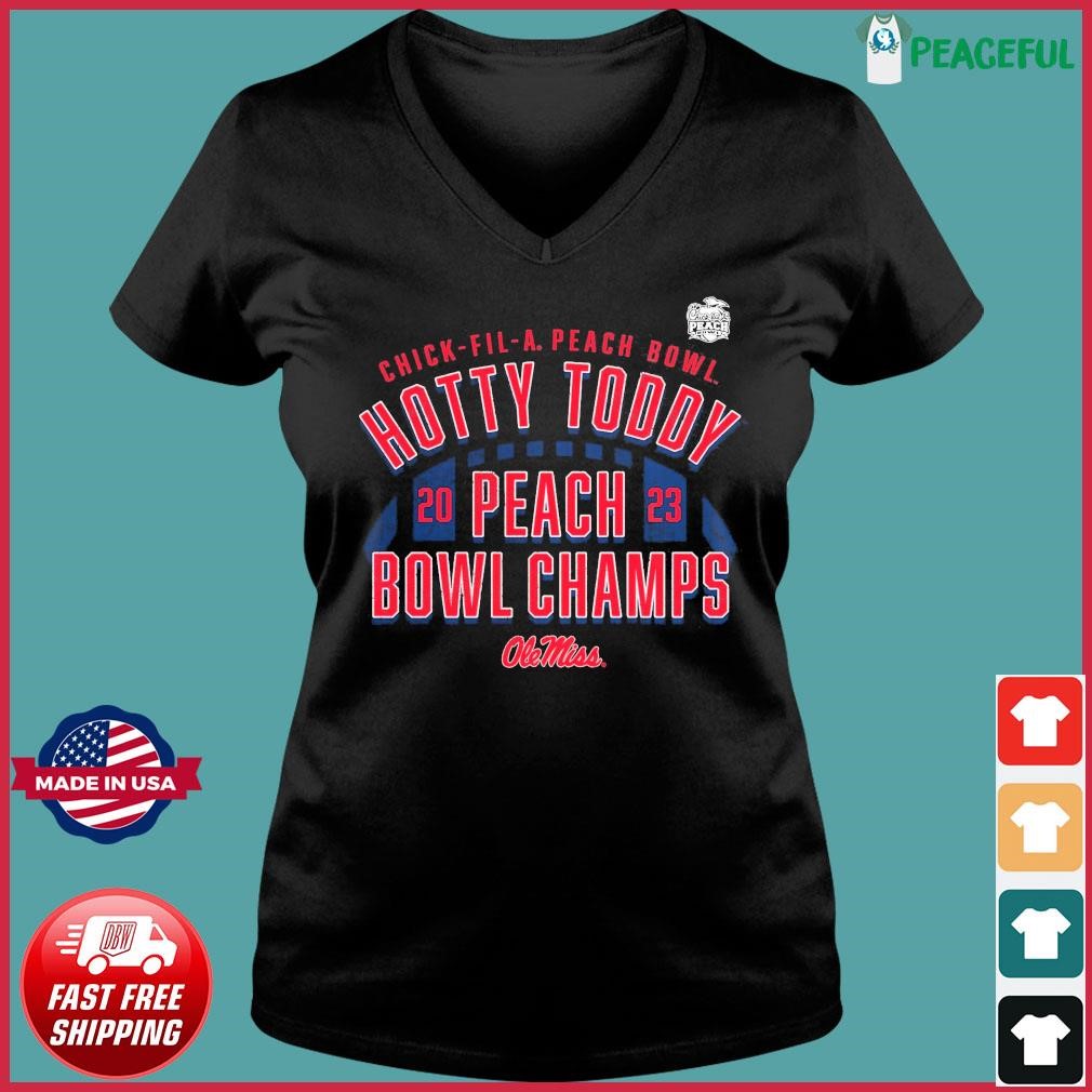 Ole Miss Rebels Hotty Toddy 2023 Chick-fil-A Peach Bowl Champions Shirt Ladies V-neck Tee.jpg