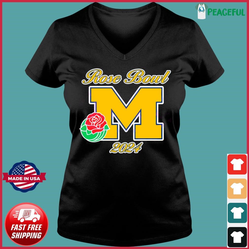 Rose Bowl 2024 Michigan Wolverines Shirt Ladies V-neck Tee.jpg