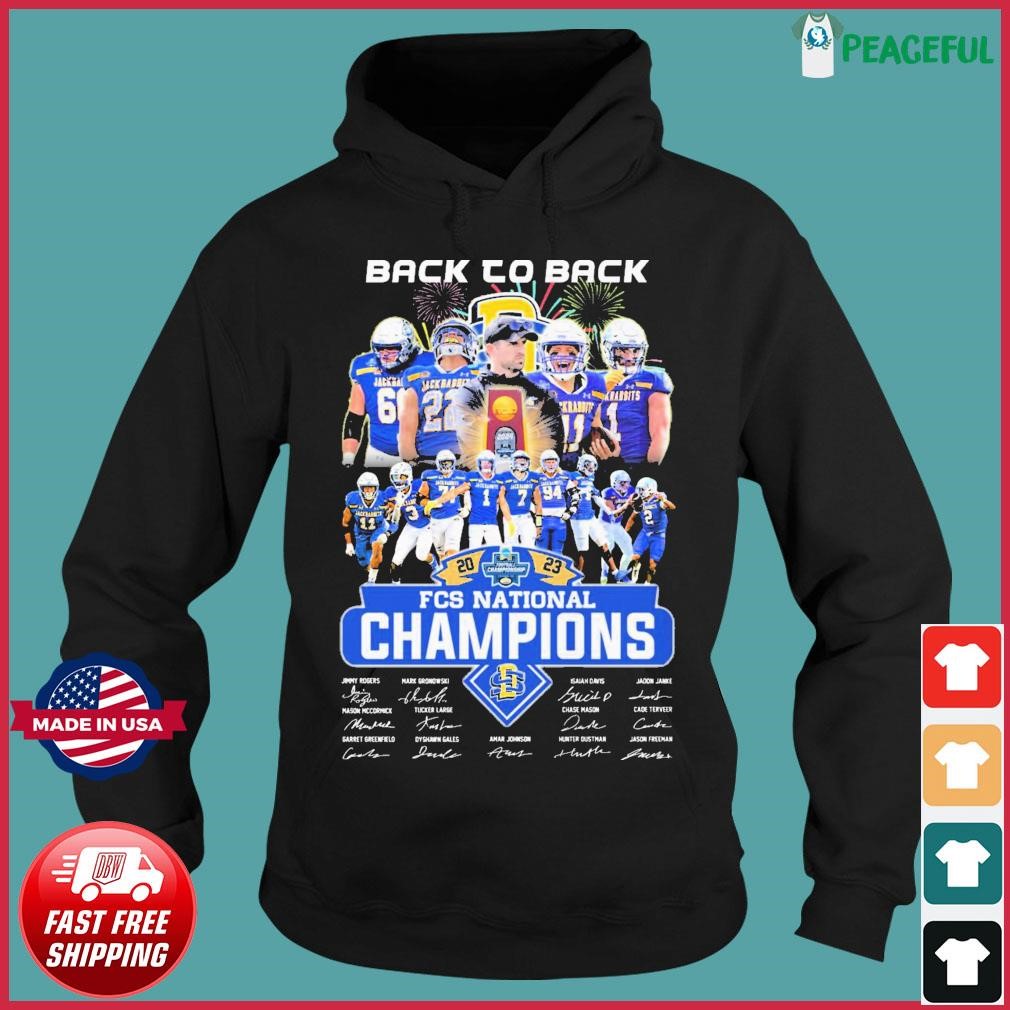 SDSU Jackrabbits Team Back To Back 202-2024 FCS National Champions Signatures Shirt Hoodie.jpg