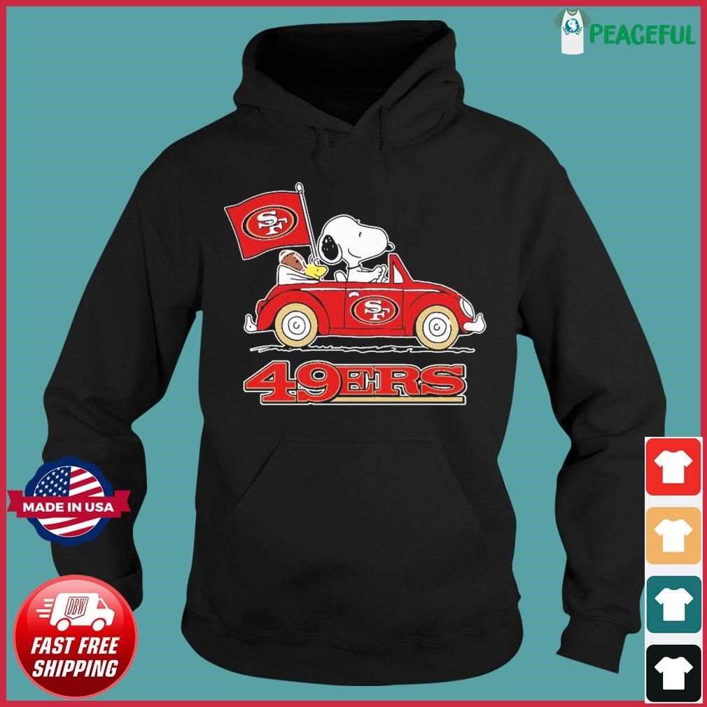 San Francisco 49ers X Peanuts Snoopy And Woodstock Drove Car Shirt Hoodie.jpg