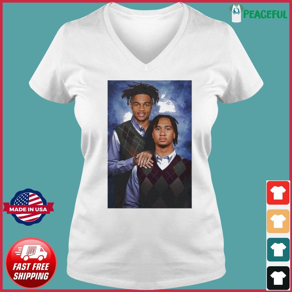 Step Brothers Cj Stroud And Tank Dell Houston Texans Shirt Ladies V-neck Tee.jpg