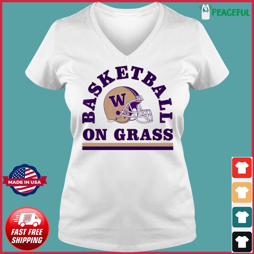 Washington Football Baketball On Grass Shirt Ladies V-neck Tee.jpg