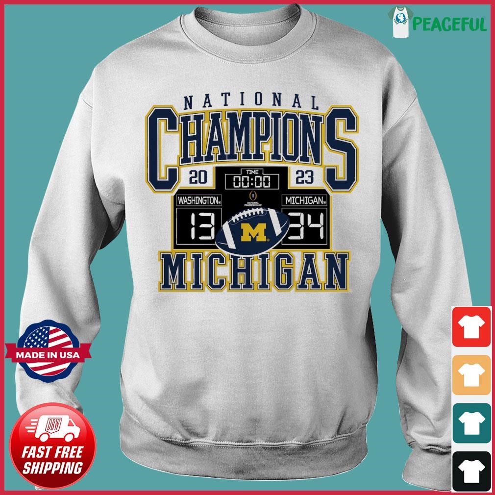 Michigan Wolverines 2023 CFP National Champions Scoreboard 34-13 Shirt ...