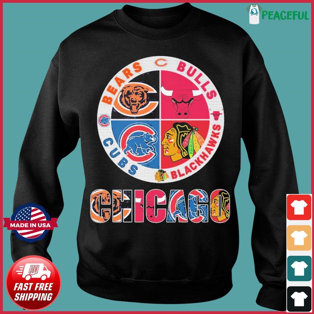 Chicago Sports Teams Logo 2024 Bears Bulls Blackhawks And Cubs Shirt   Chicago Sports Teams Logo 2024 Bears Bulls Blackhawks And Cubs Shirt Sweater 