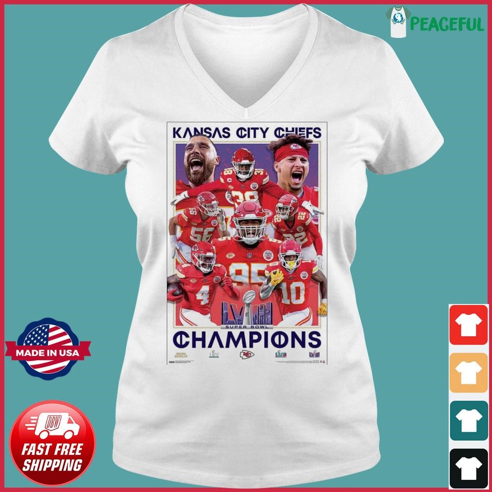 Kansas City Chiefs Super Bowl LVIII Champions Unframed Poster Shirt Ladies V-neck Tee.jpg