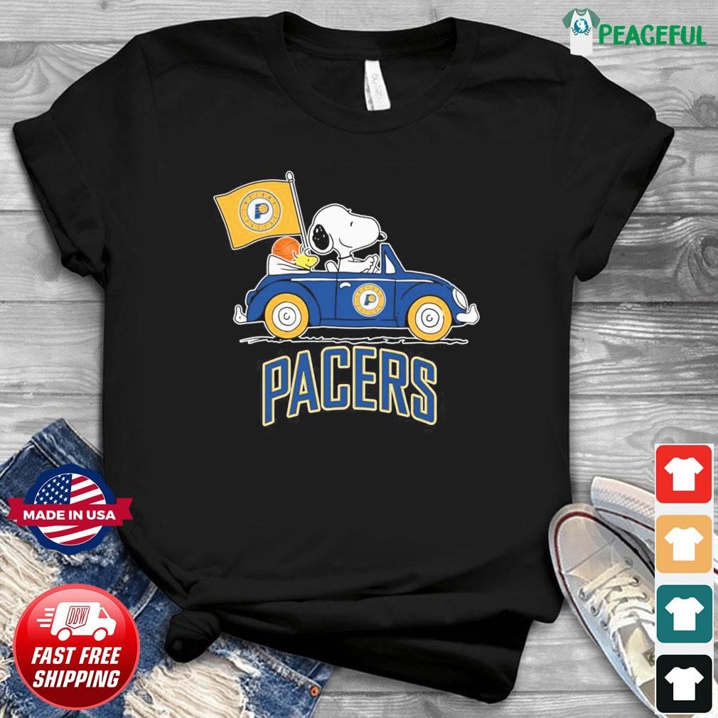 Peanuts Snoopy And Woodstock Drive car Indiana Pacers Basketball Shirt