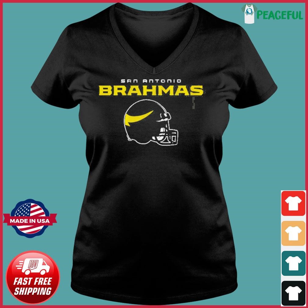 San Antonio Brahmas Ufl Vintage Helmet Shirt Ladies V-neck Tee.jpg