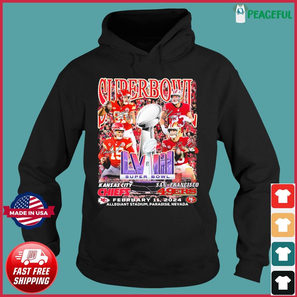 Travis Kelce, Patrick Mahomes Vs Brock Purdy, Christian Mccaffrey Super Bowl LVIII Matchup Shirt Hoodie.jpg