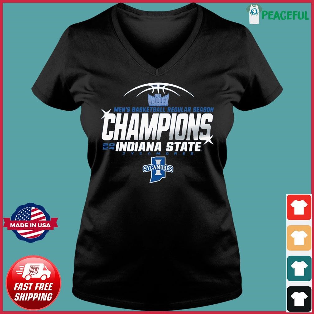 Indiana State Sycamores 2024 Missouri Valley Men's Basketball Regular Season Champions Shirt Ladies V-neck Tee.jpg