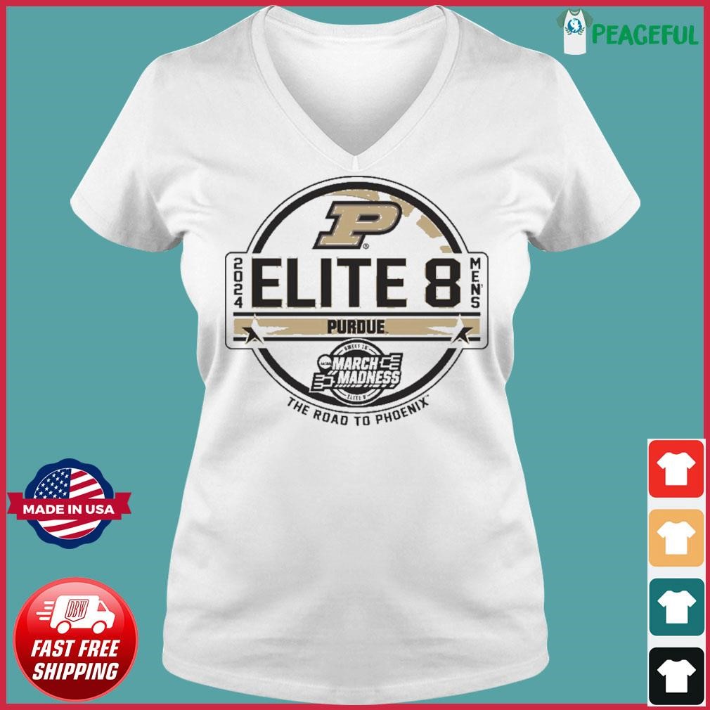 Purdue Boilermakers Men's Basketball Elite 8 2024 The Road To Phoenix shirt Ladies V-neck Tee.jpg