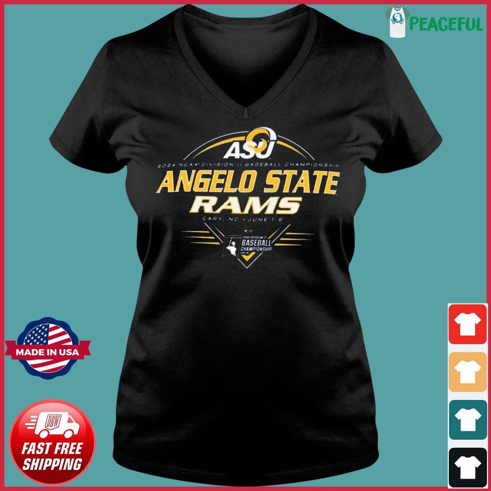 Angelo State Rams 2024 NCAA Division II Baseball Championship Shirt   Angelo State Rams 2024 NCAA Division II Baseball Championship Shirt Ladies V Neck Tee 