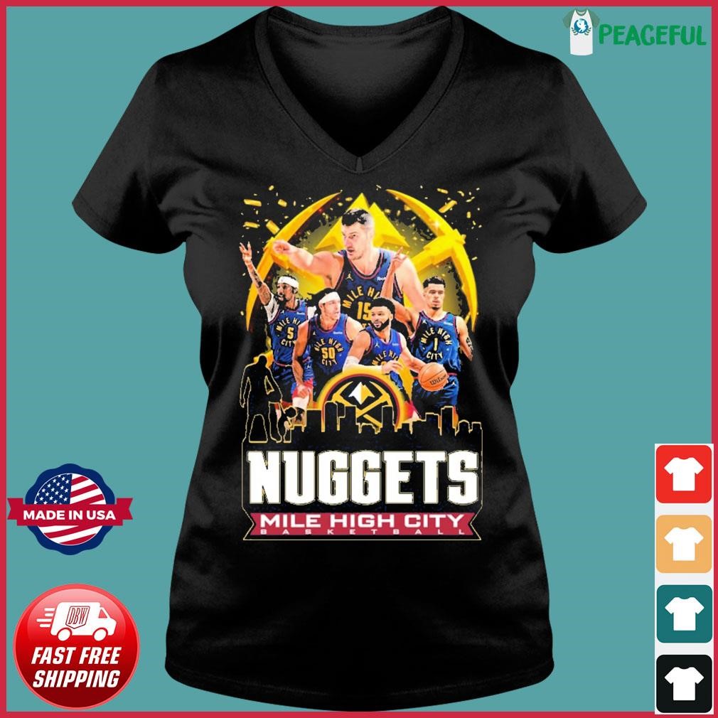 Denver Nuggets Mile High City 2024 NBA Basketball Team Shirt Ladies V-neck Tee.jpg